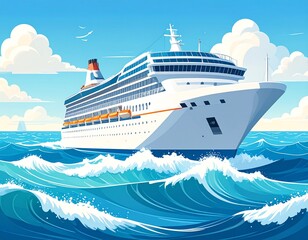 Travel & Transportation Illustrations Series&mdash;Cute boat cartoon vector drawing