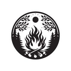 around bonfire vector silhouette clip art logo design illustration