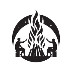 around bonfire vector silhouette clip art logo design illustration