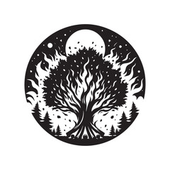 around bonfire vector silhouette clip art logo design illustration