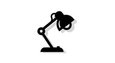 Black Desk Lamp Icon Minimalist Design on White Background
