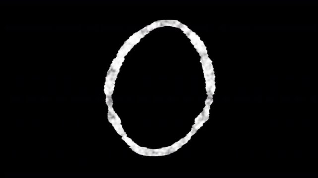 number 0 or zero, nought, nil circle pencil or white chalk roman numeral hand drawn or written handwriting sketchy style animation with transparent alpha background 4K