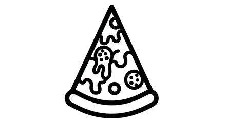 Simple Black and White Pizza Slice Icon for Food and Restaurant Graphics