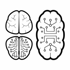 Modern AI Outline Icons Collection – Clean Black Line Vector Pack 
