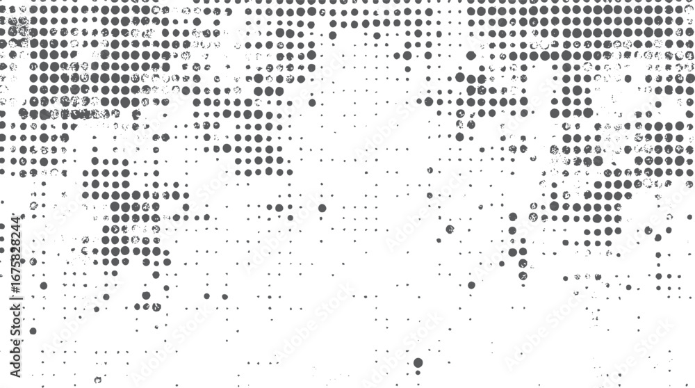 Poster halftone dot grunge texture with distressed faded surface and abstract retro pattern for modern back