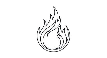 Stylized Outline of a Flame with Elegant Swirling Lines.