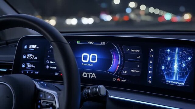 Modern car dashboard with digital display and navigation 4k video