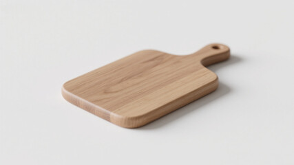 Small wooden chopping board, white background, 3D rendering, single piece still life