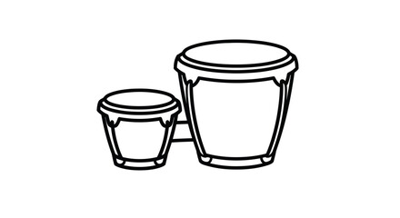 Simple Line Art Illustration of Bongos Drum Instrument.