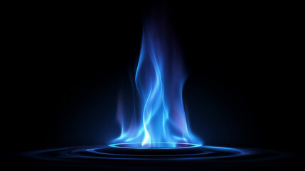 情熱の青い炎：黒背景でガス燃焼により炎上する火が燃える青の写真素材