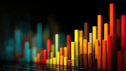 Obraz premium Colorful, 3D bar graph on dark surface