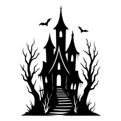 Gothic Haunted Castle Vector – Spooky Halloween Illustration