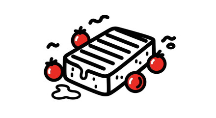 Halloumi cheese with cherry tomatoes vector illustration in cartoon style