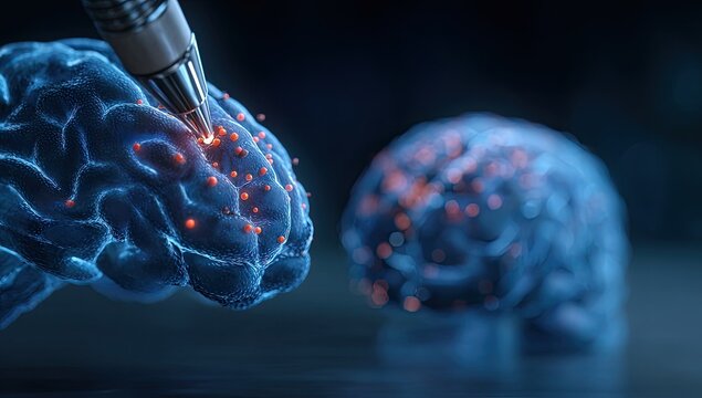 Pen-like tool targets highlighted brain clusters - Powered by Adobe