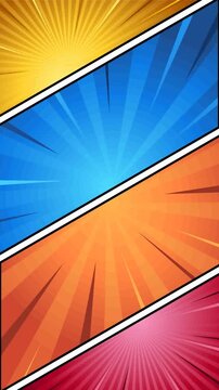 Action comic book background animation with speed lines