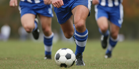 Exciting soccer game action local field sports daylight