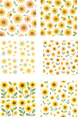 Cute Sunflower and Flower Patterns 2.