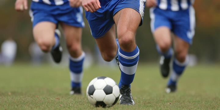 Exciting soccer game action local field sports daylight