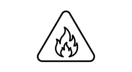 Black outline fire hazard warning triangle icon.