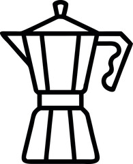 Vector art of black and white line art icon of a moka pot for making coffee