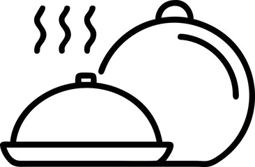 Vector art of icon of two covered dishes, one steaming
