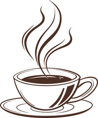 Vector art of a cup of hot coffee with steam rising, isolated on a