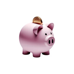Obraz premium A full shot of a pink piggy bank, set against a pure isolated on transparent background. AI Generated