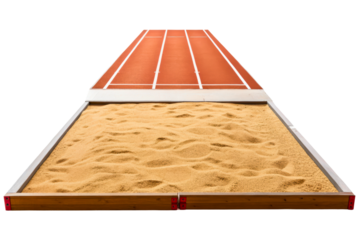 Long jump runway and sand pit for track and field athletics isolated with transparent background