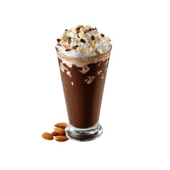 Iced Chocolate Drink with Whipped Cream and Almonds