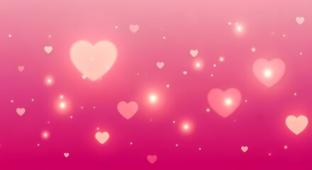Sparkling pink hearts float dreamily, creating a romantic and whimsical background for celebrations