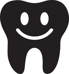 Cartoon smiling tooth silhouette. Cute dental character, happy teeth, oral health, kids dentistry vector design.