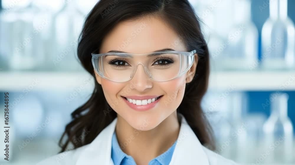 Poster laboratory assistant working with precision and focus