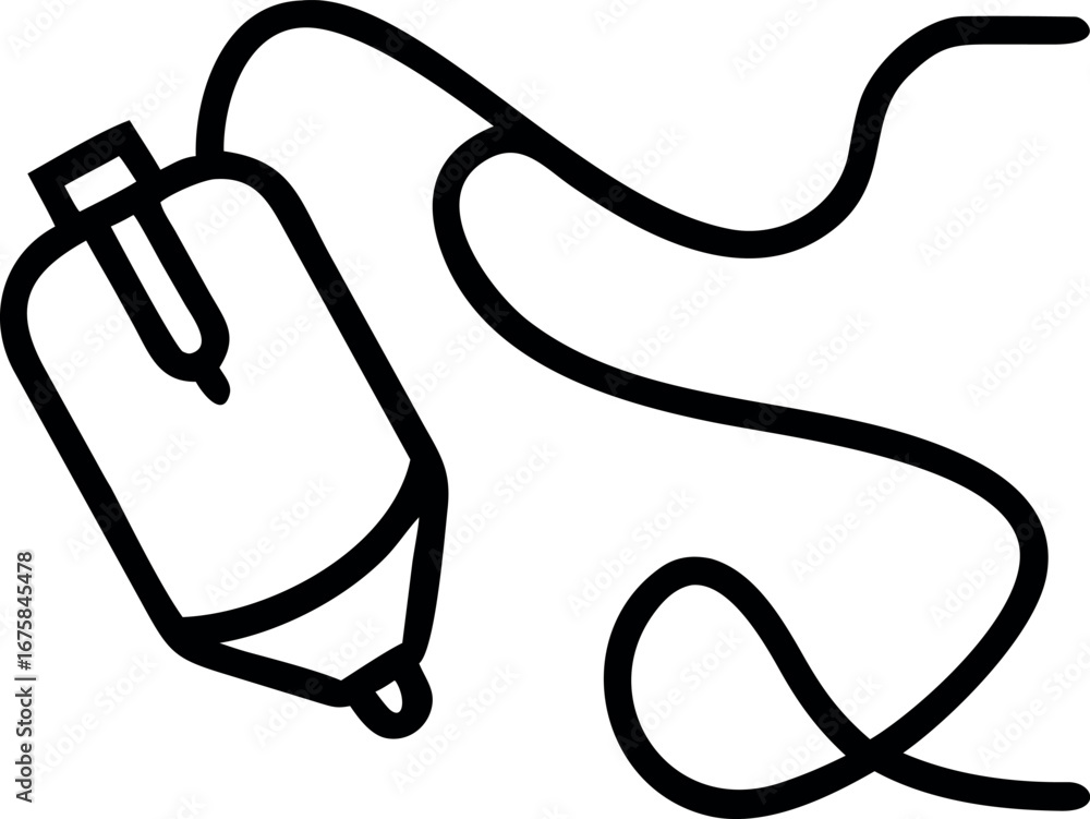 Poster vector art of stylized line art icon of a digital pen with a curved cord