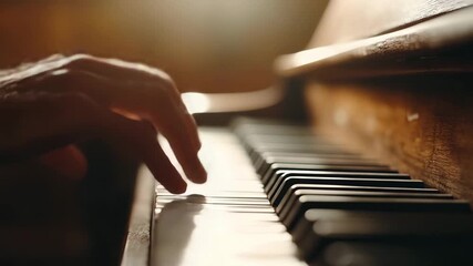 Captivating fingers dance across piano keys at sunset - Powered by Adobe