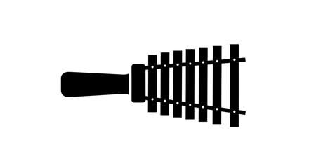 Simple Black Silhouette of a Wooden Xylophone.
