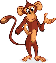 Obraz premium A quizzical cartoon ape with a friendly shrug transparent editable vector for t-shirt mug wall stickers wallpaper sticker design multipurpose use in high definition format