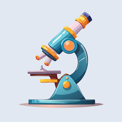 A vibrant cartoon illustration of a scientific laboratory microscope, symbolizing discovery, research, and educational exploration