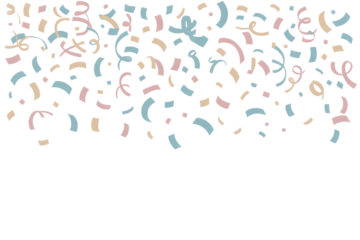 Abstract confetti falling on transparent background. Pastel colors, playful design. background removed