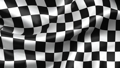 Waving checkered racing flag with black and white squares