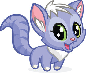 A wide-eyed blue kitten with a happy playful smile transparent editable vector for t-shirt mug wall stickers wallpaper sticker design multipurpose use in high definition format