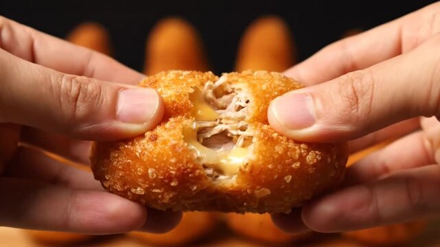  Brazilian Coxinha Chicken Croquettes Golden Fried Traditional Street Food  Coxinha Brasileira de Frango Salgado Frito Tradicional Comida de Rua