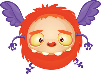 A fluffy orange monster with bat wings and a comically flustered expression transparent editable vector for t-shirt mug wall stickers wallpaper sticker design multipurpose use in high definition forma