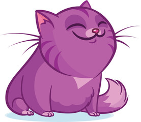 A chubby purple cat sitting serenely with a blissful smile editable vector for t-shirt mug wall stickers wallpaper sticker design multipurpose use in high definition format