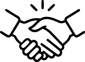 Vector art of line art icon of two hands shaking in agreement, symbolizing partnership and success