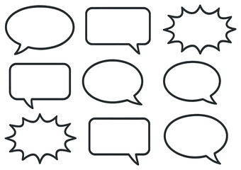 Fototapeta premium Speech bubble linear icon set. featuring dialogue, message, chat, conversation, and thought symbols