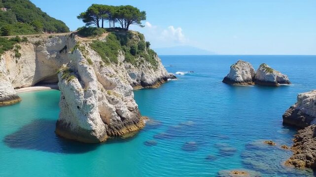 Awesome Sorrento Beach at Sorrento in Naples Italy.. Scenic Scenery.