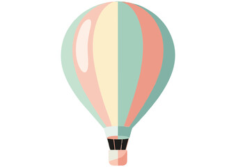 Fototapeta premium Red hot air balloon floating in a clear blue sky, vector illustration