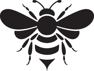Black and white bee icon silhouette vector art illustration