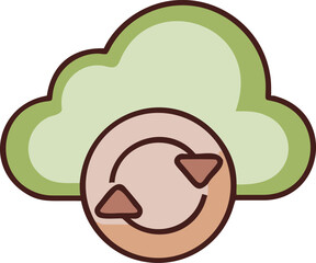 Vector art of cloud icon with a circular refresh symbol