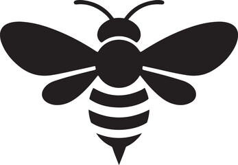 Black and white bee icon silhouette vector art illustration